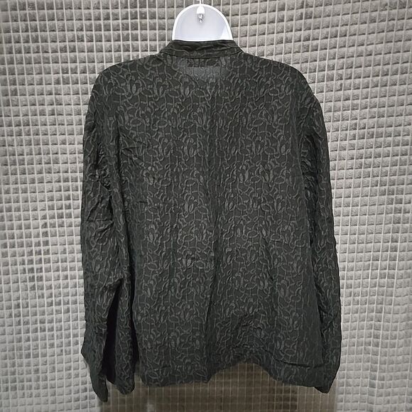 Silk Linen Buttonup Shirt Jacket 20W KateHill Lightweight Jacquard Artsy Money - Picture 15 of 16